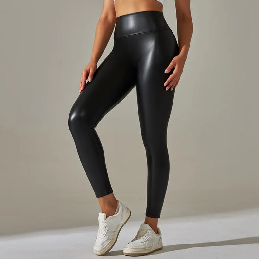 High-Waist Black Leather Leggings